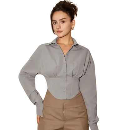 Long Sleeve Collared Blouse