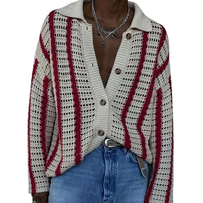 Vintage Striped Knit Cardigan