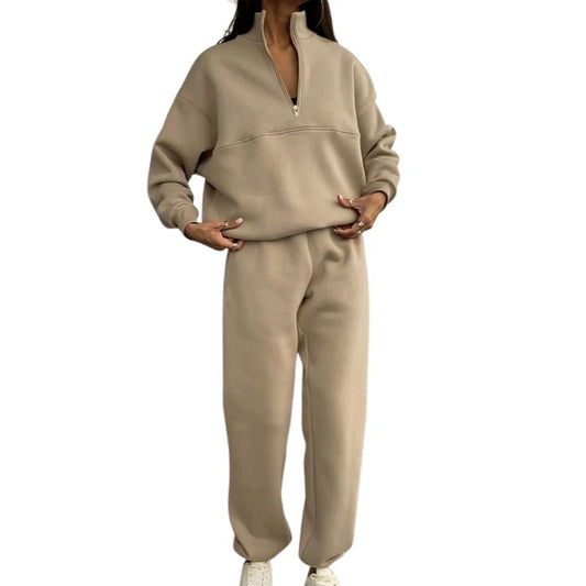 Stand Collar Knit Tracksuit Set