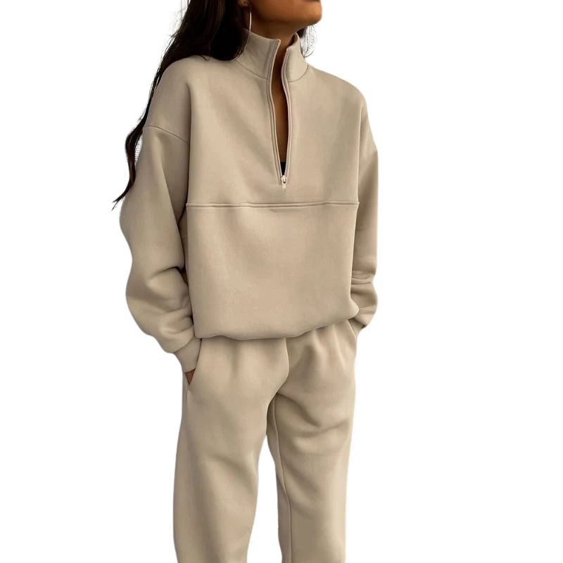 Stand Collar Knit Tracksuit Set